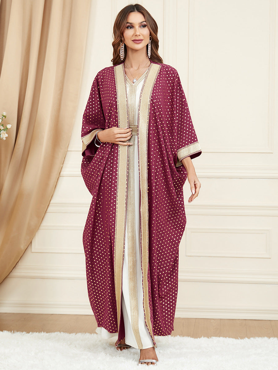 Get trendy with Jade Polka Kaftan Ruby - Limited - Dresses available at Voilee NY. Grab yours for $89.90 today!