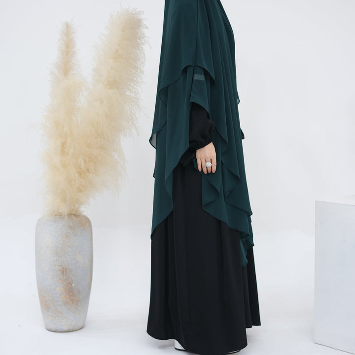 Get trendy with 2-layer Maxi Chiffon Khimar - Emerald -  available at Voilee NY. Grab yours for $44.90 today!