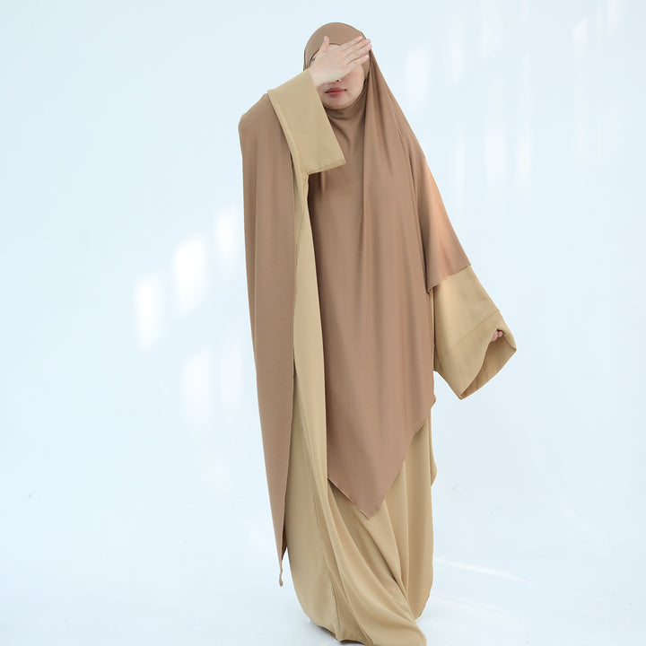 Get trendy with Modal Maxi Khimar - Camel - Hijab available at Voilee NY. Grab yours for $39.90 today!