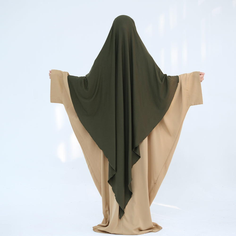 Get trendy with Modal Maxi Khimar - Olive - Hijab available at Voilee NY. Grab yours for $39.90 today!