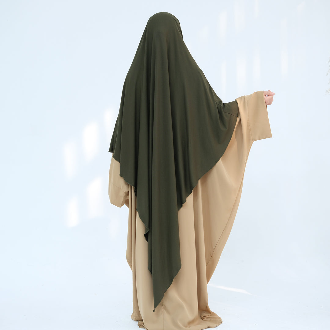 Get trendy with Modal Maxi Khimar - Olive - Hijab available at Voilee NY. Grab yours for $39.90 today!