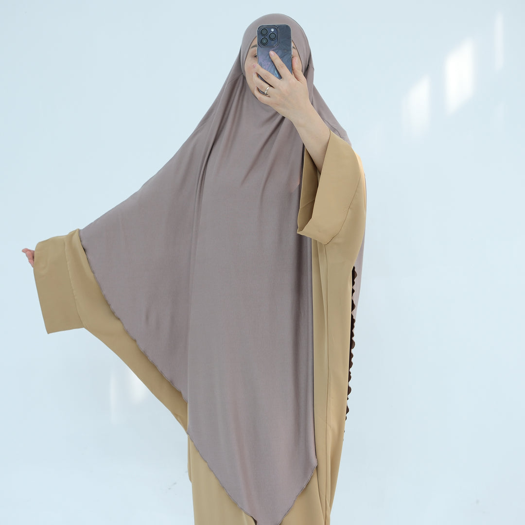 Get trendy with Modal Maxi Khimar - Taupe - Hijab available at Voilee NY. Grab yours for $39.90 today!