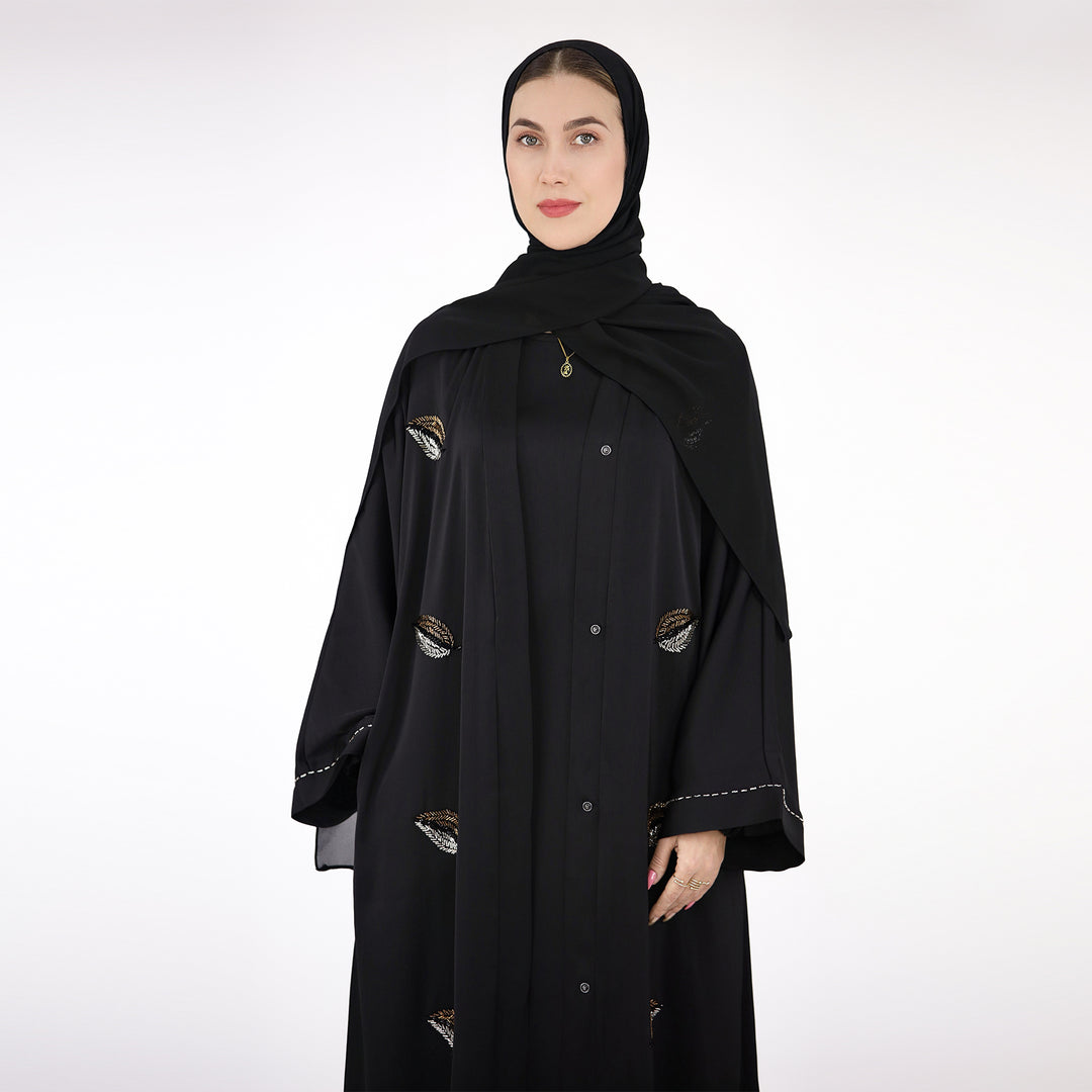 Get trendy with Basma Abaya Set - Black - Dresses available at Voilee NY. Grab yours for $44.99 today!