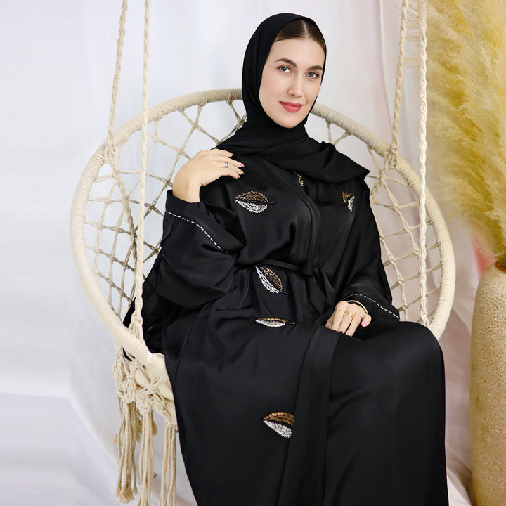 Get trendy with Basma Abaya Set - Black - Dresses available at Voilee NY. Grab yours for $44.99 today!