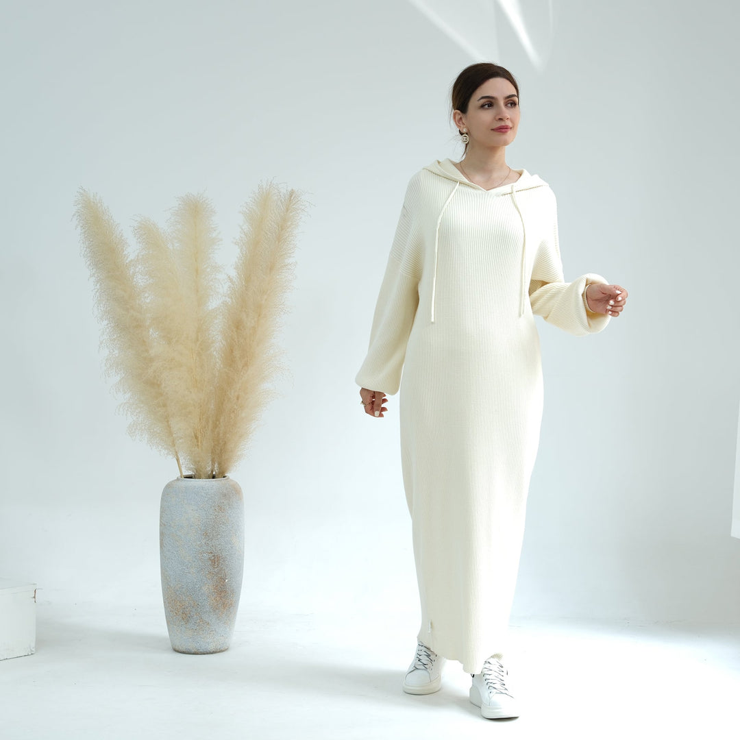 Get trendy with Bell Sleeve Maxi Sweaterdress - Ivory - Sweater available at Voilee NY. Grab yours for $49.99 today!