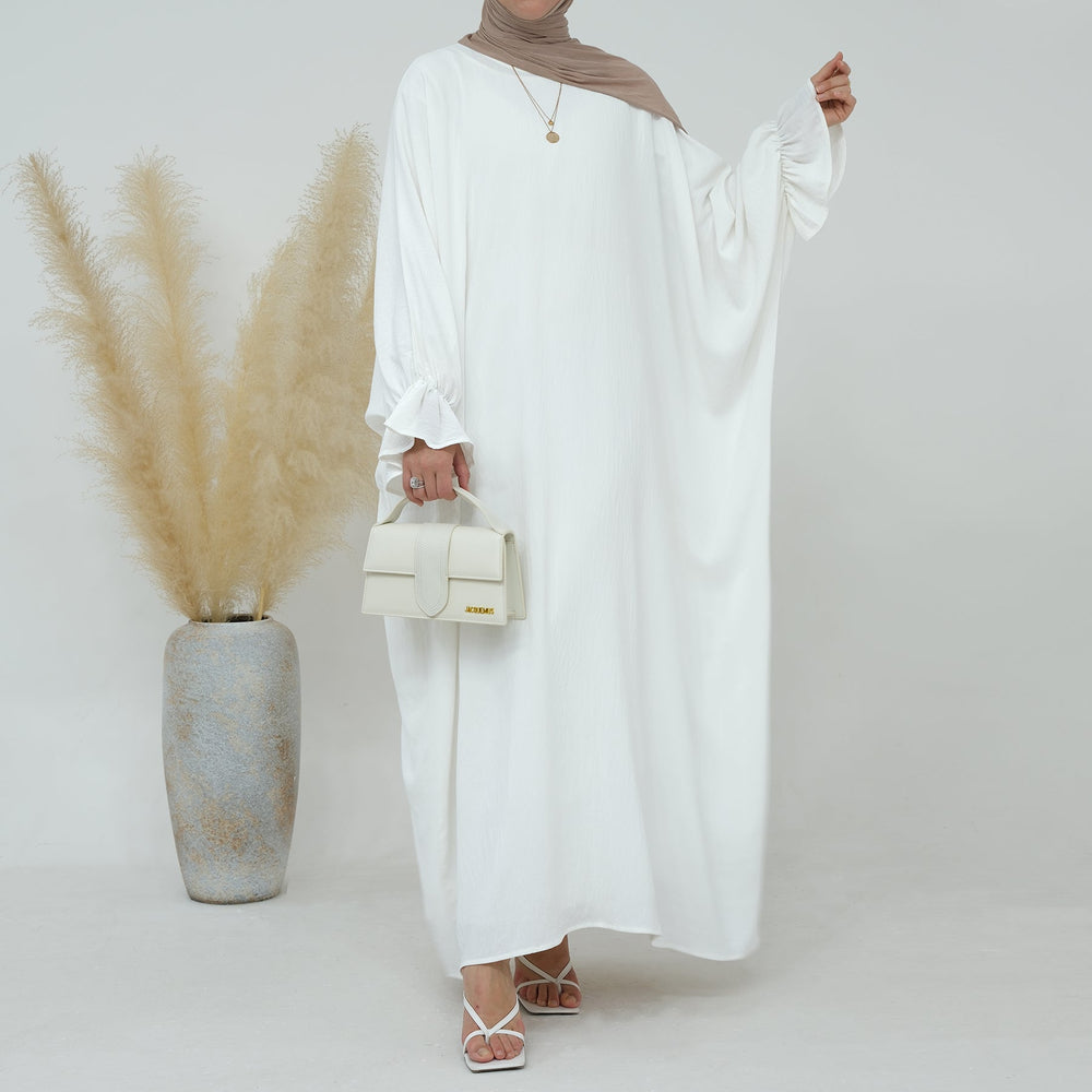 Dimma Bell Cuffs Abaya - White Dresses from Voilee NY