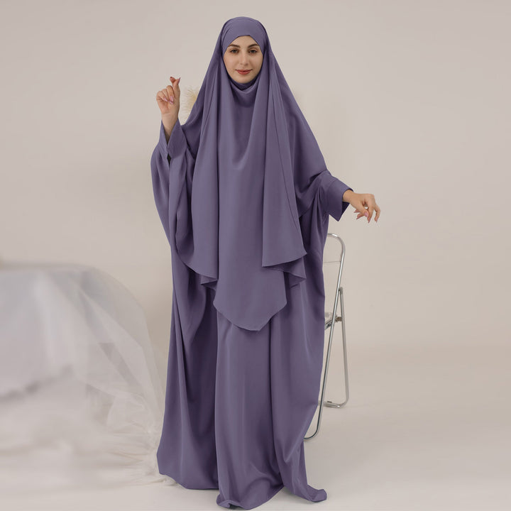 Get trendy with Amira Abaya Set - Dove - Dresses available at Voilee NY. Grab yours for $74.90 today!