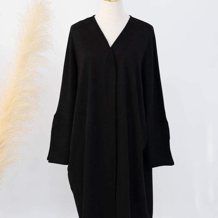 Get trendy with Ellie Suede Cold Weather Duster - Black - Cardigan available at Voilee NY. Grab yours for $54.90 today!
