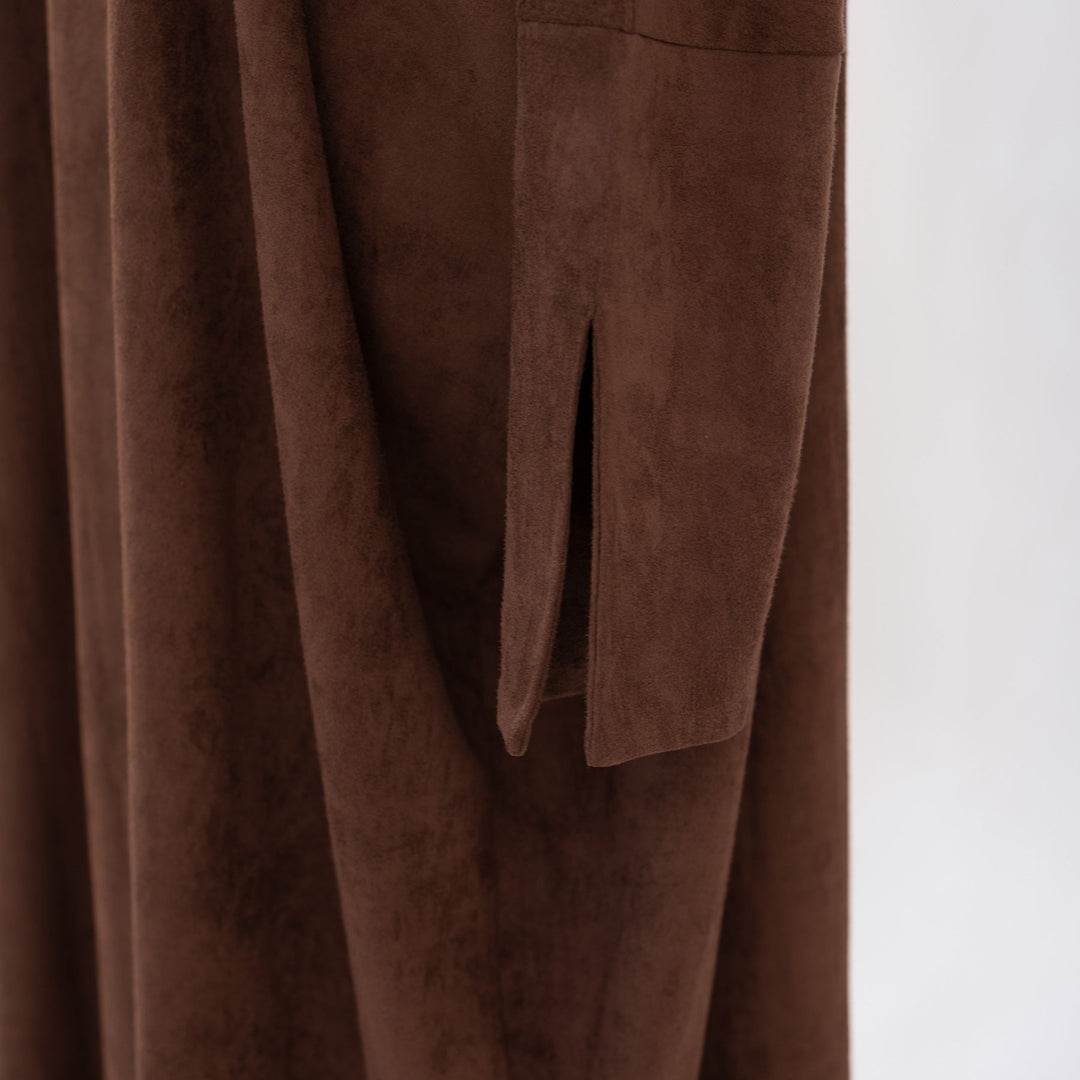 Get trendy with Ellie Suede Cold Weather Duster - Brown - Cardigan available at Voilee NY. Grab yours for $54.90 today!