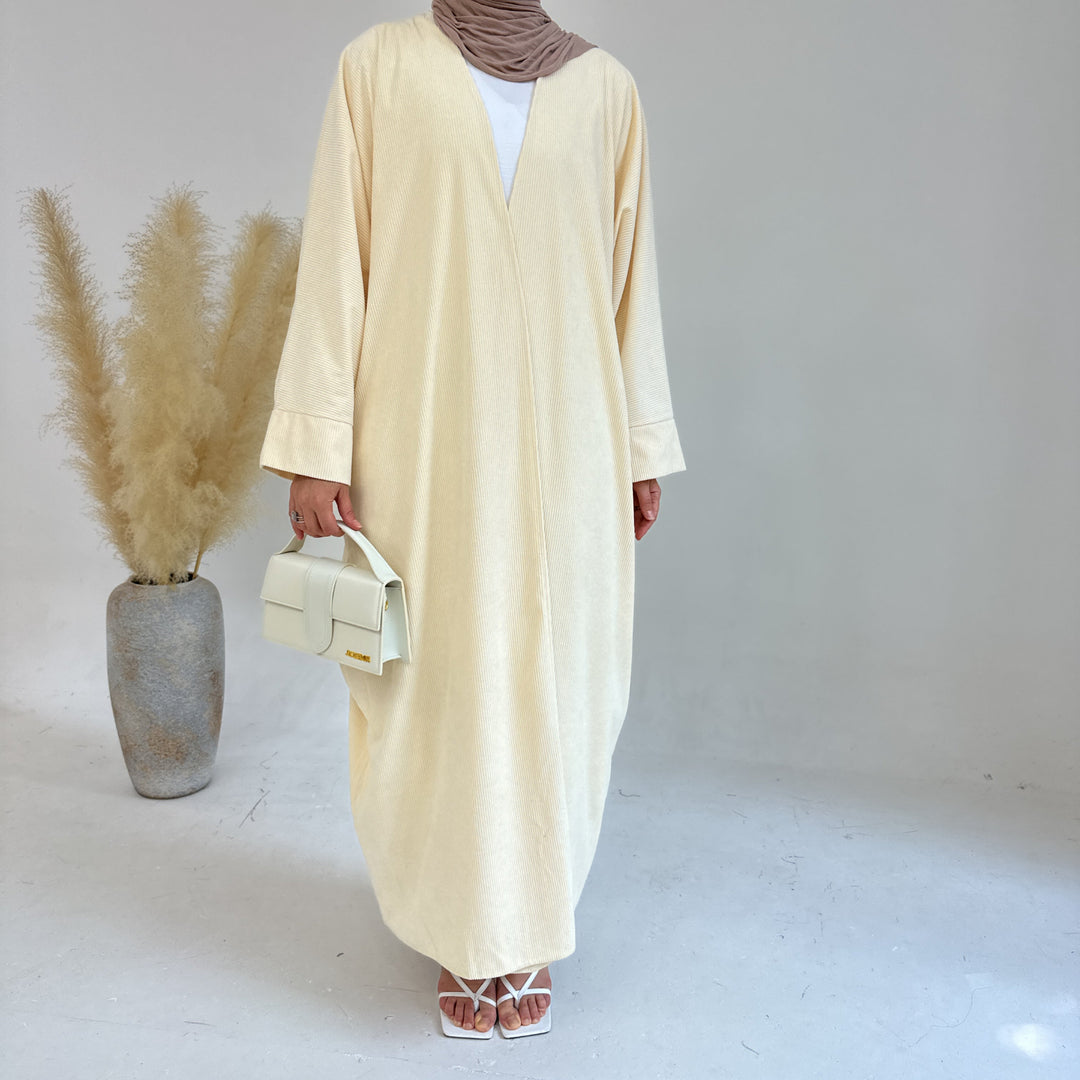 Get trendy with Melissa Corduroy Autumn Duster - Eggnog - Cardigan available at Voilee NY. Grab yours for $54.90 today!