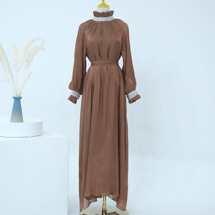 Get trendy with Safardi Maxi Dress - Coffee - Dresses available at Voilee NY. Grab yours for $69.90 today!