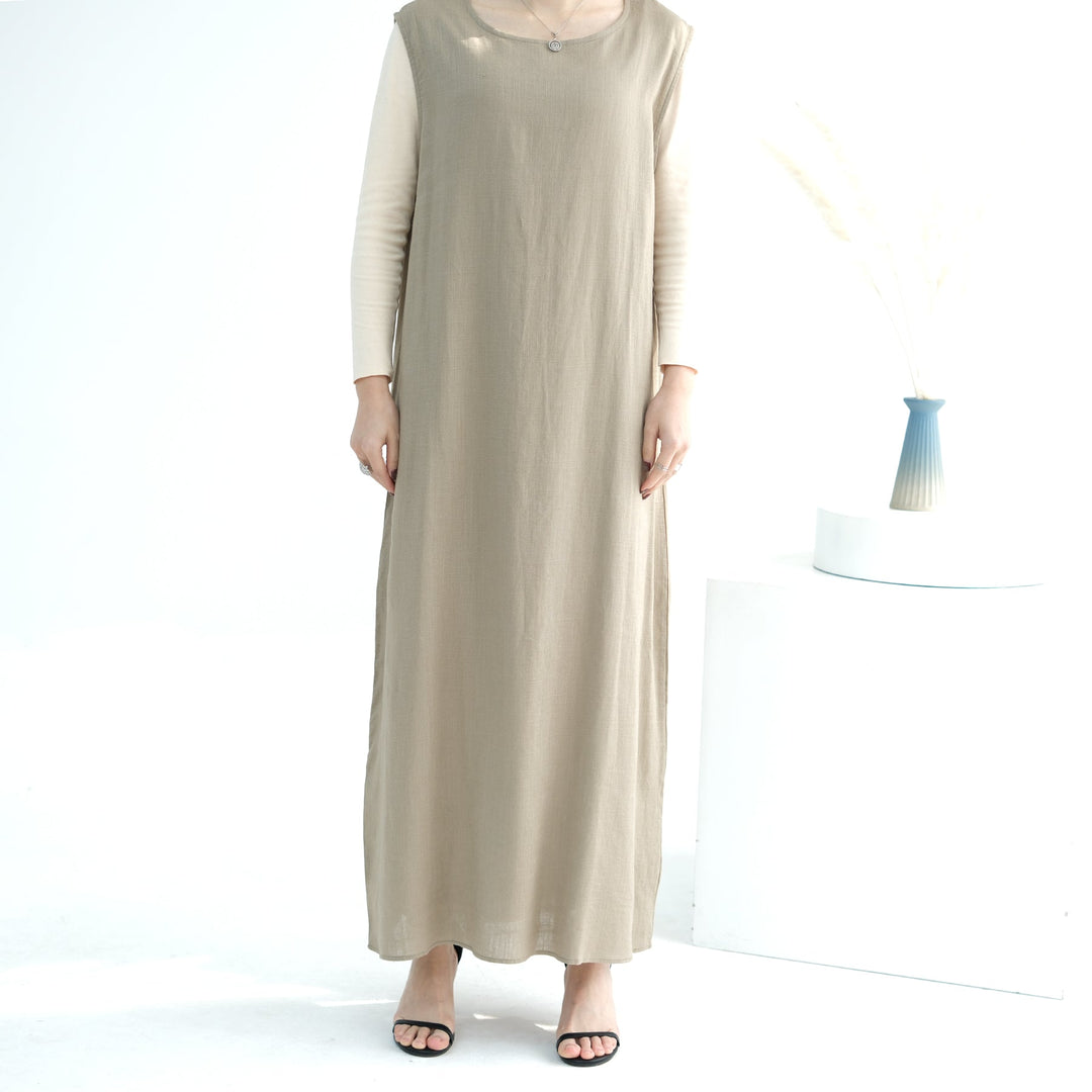 Get trendy with Aviella Linen Set - Khaki - Dresses available at Voilee NY. Grab yours for $74.90 today!