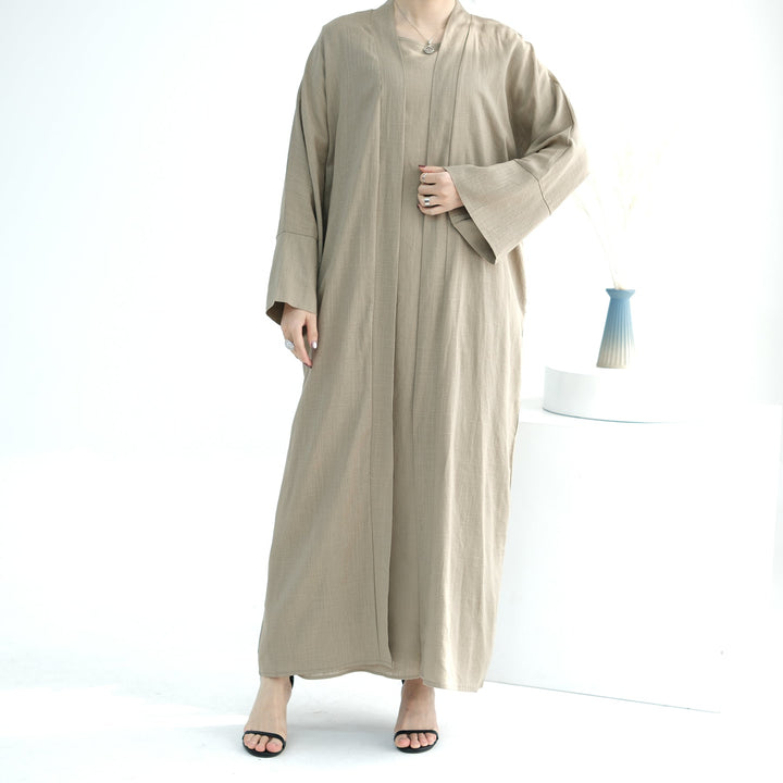 Get trendy with Aviella Linen Set - Khaki - Dresses available at Voilee NY. Grab yours for $74.90 today!