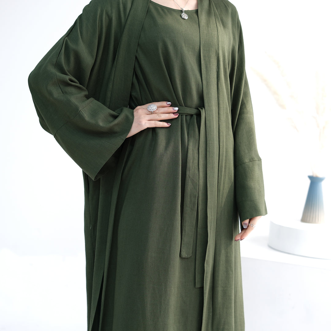 Get trendy with Aviella Linen Set - Forest - Dresses available at Voilee NY. Grab yours for $74.90 today!