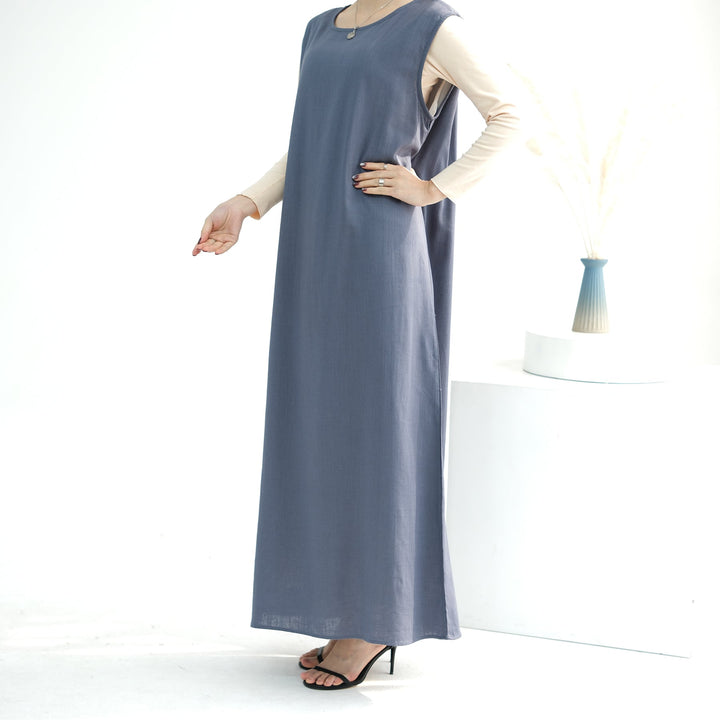 Get trendy with Aviella Linen Set - Denim - Dresses available at Voilee NY. Grab yours for $74.90 today!