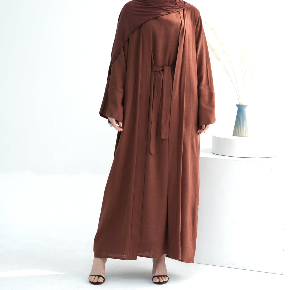 Get trendy with Aviella Linen Set - Brown - Dresses available at Voilee NY. Grab yours for $74.90 today!
