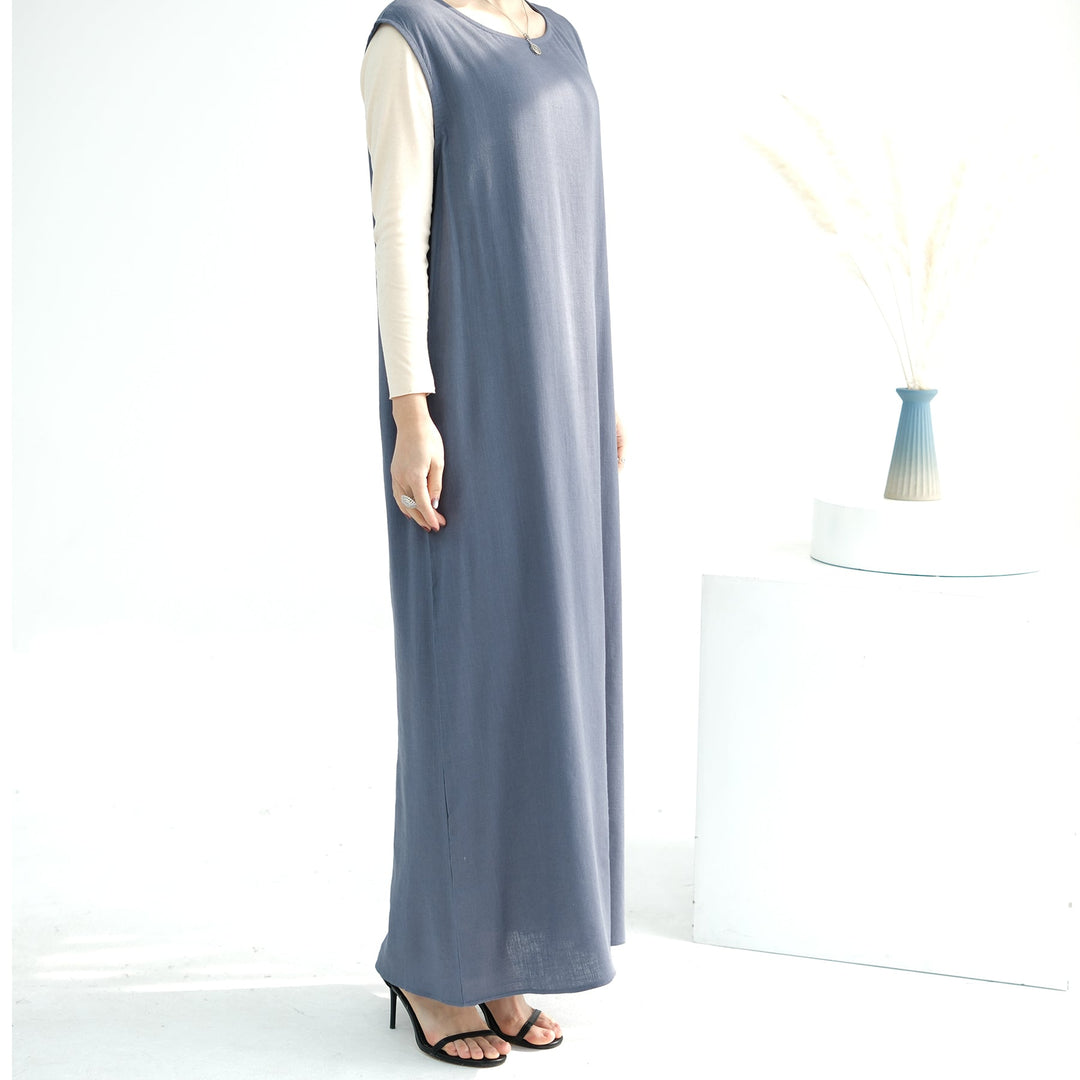 Get trendy with Aviella Linen Set - Denim - Dresses available at Voilee NY. Grab yours for $74.90 today!