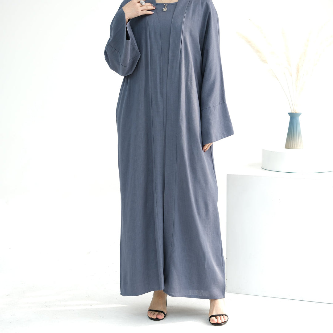 Get trendy with Aviella Linen Set - Denim - Dresses available at Voilee NY. Grab yours for $74.90 today!