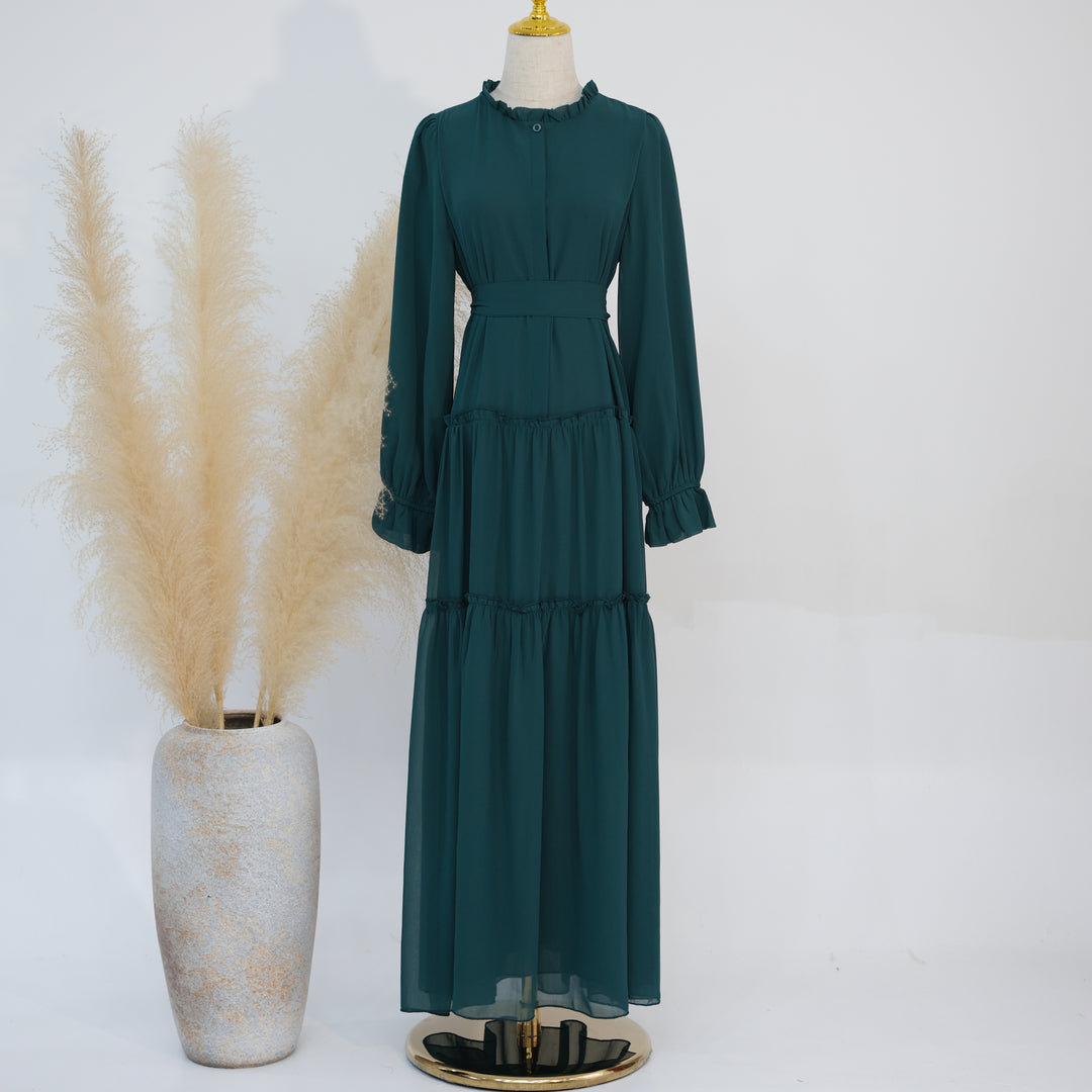 Get trendy with Molly Prairie Chiffon Maxi Dress - Dark Emerald - Dresses available at Voilee NY. Grab yours for $69.90 today!