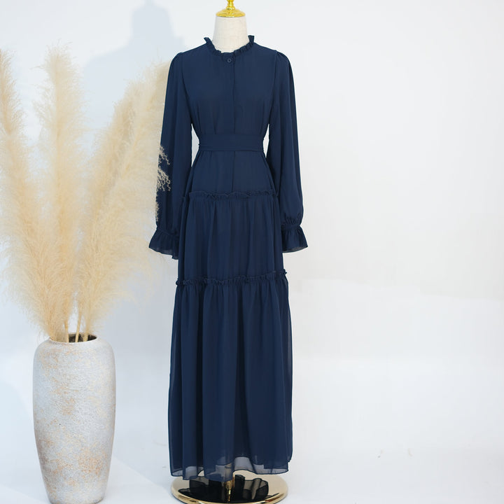 Get trendy with Molly Prairie Chiffon Maxi Dress - Blue - Dresses available at Voilee NY. Grab yours for $69.90 today!