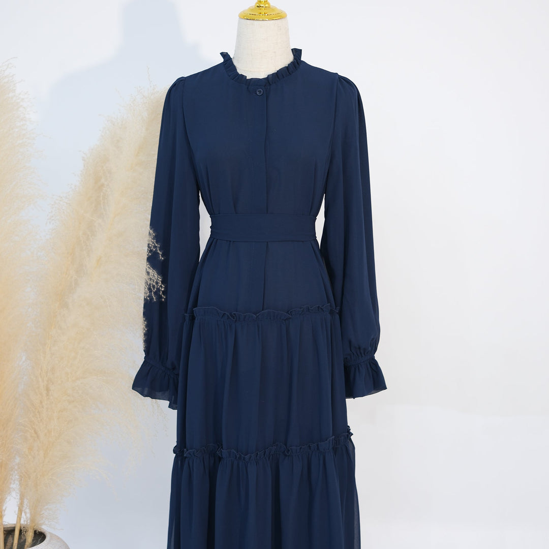 Get trendy with Molly Prairie Chiffon Maxi Dress - Blue - Dresses available at Voilee NY. Grab yours for $69.90 today!