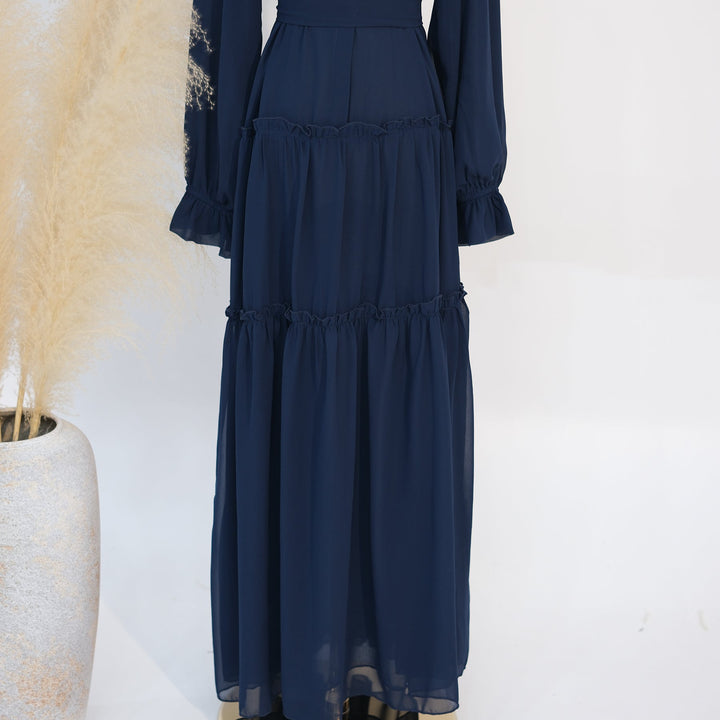 Get trendy with Molly Prairie Chiffon Maxi Dress - Blue - Dresses available at Voilee NY. Grab yours for $69.90 today!