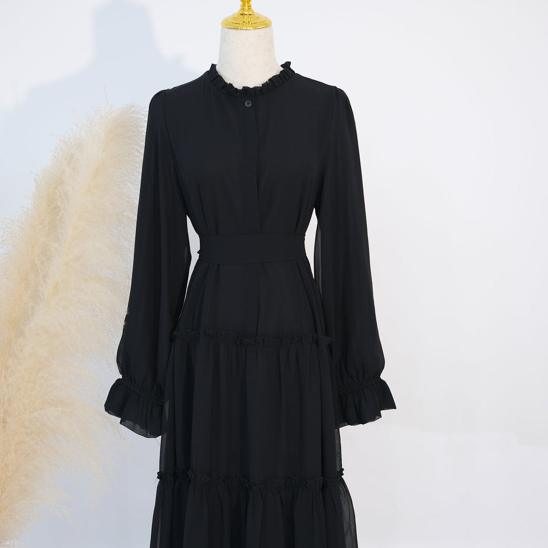 Get trendy with Molly Prairie Chiffon Maxi Dress - Black - Dresses available at Voilee NY. Grab yours for $69.90 today!