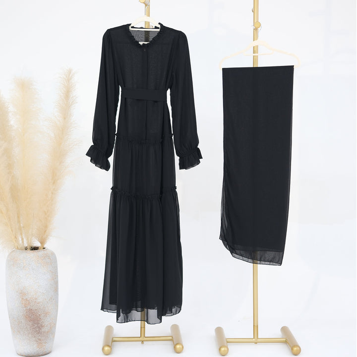 Get trendy with Molly Prairie Chiffon Maxi Dress - Black - Dresses available at Voilee NY. Grab yours for $69.90 today!