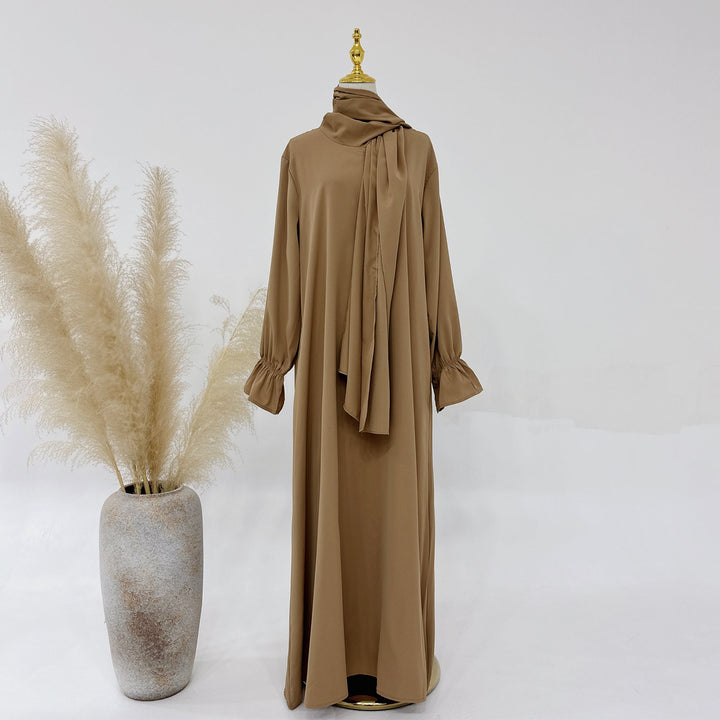 Get trendy with Aamna Abaya & Hijab Combo - Dresses available at Voilee NY. Grab yours for $54.90 today!