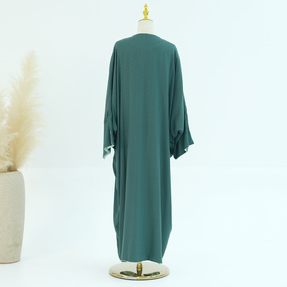 Get trendy with Nyla Reversible Abaya Kimono - Mint Green - Cardigan available at Voilee NY. Grab yours for $64.90 today!