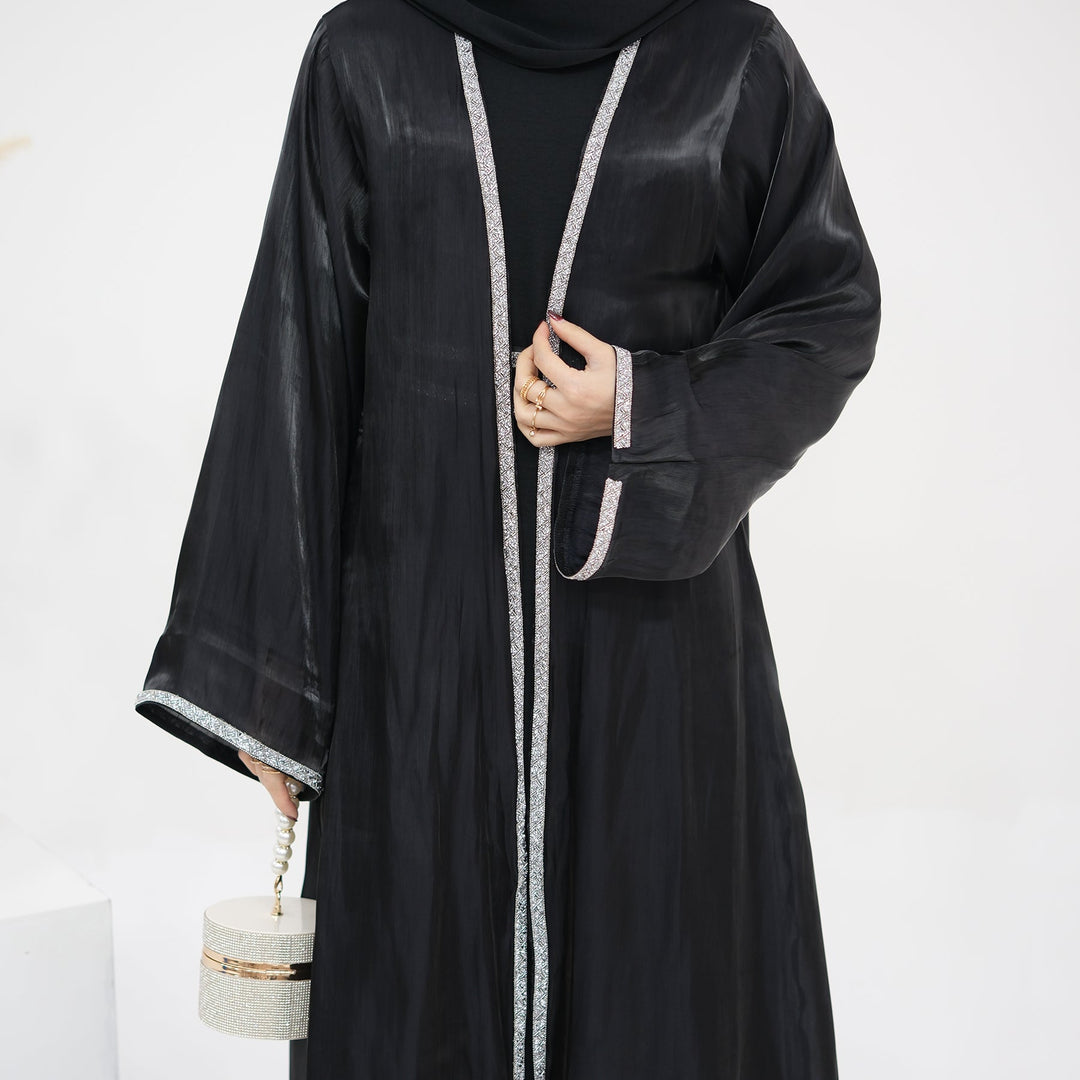 Get trendy with Siena Sequin Abaya Set - Black - Dresses available at Voilee NY. Grab yours for $84.90 today!