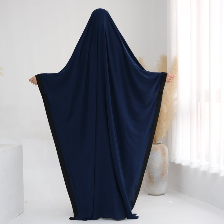 Get trendy with Zuri One-Piece Jilbab - Navy -  available at Voilee NY. Grab yours for $59.90 today!