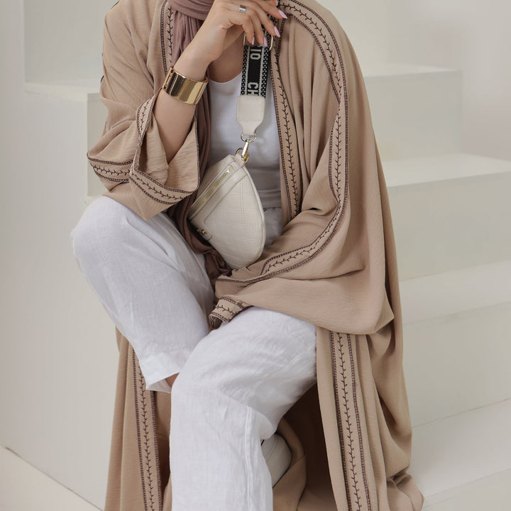 Get trendy with Fati Textured Duster - Beige - Cardigan available at Voilee NY. Grab yours for $44.90 today!