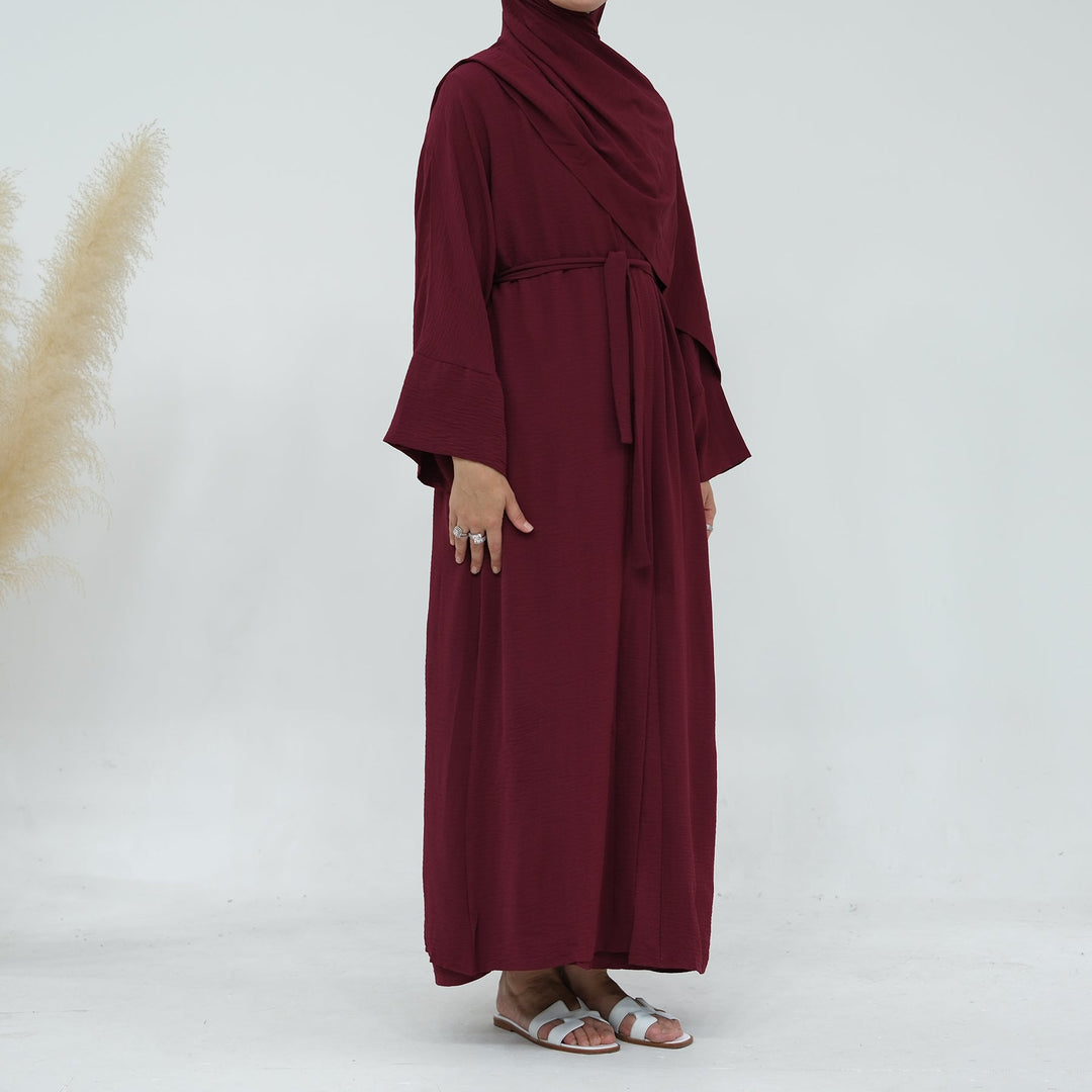 Get trendy with Lea 2-Piece Abaya Set - Wine -  available at Voilee NY. Grab yours for $74.90 today!