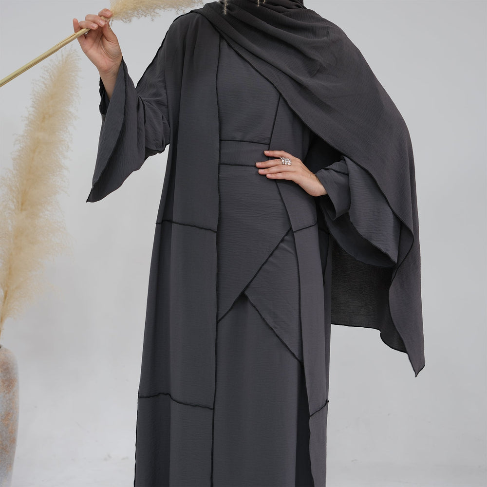Nadia 4-piece Abaya Set - Gray Dresses from Voilee NY