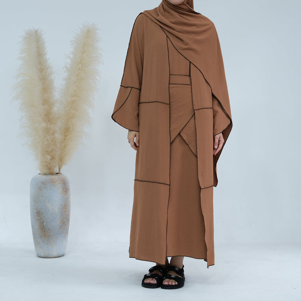 Nadia 4-piece Abaya Set - Brown Dresses from Voilee NY