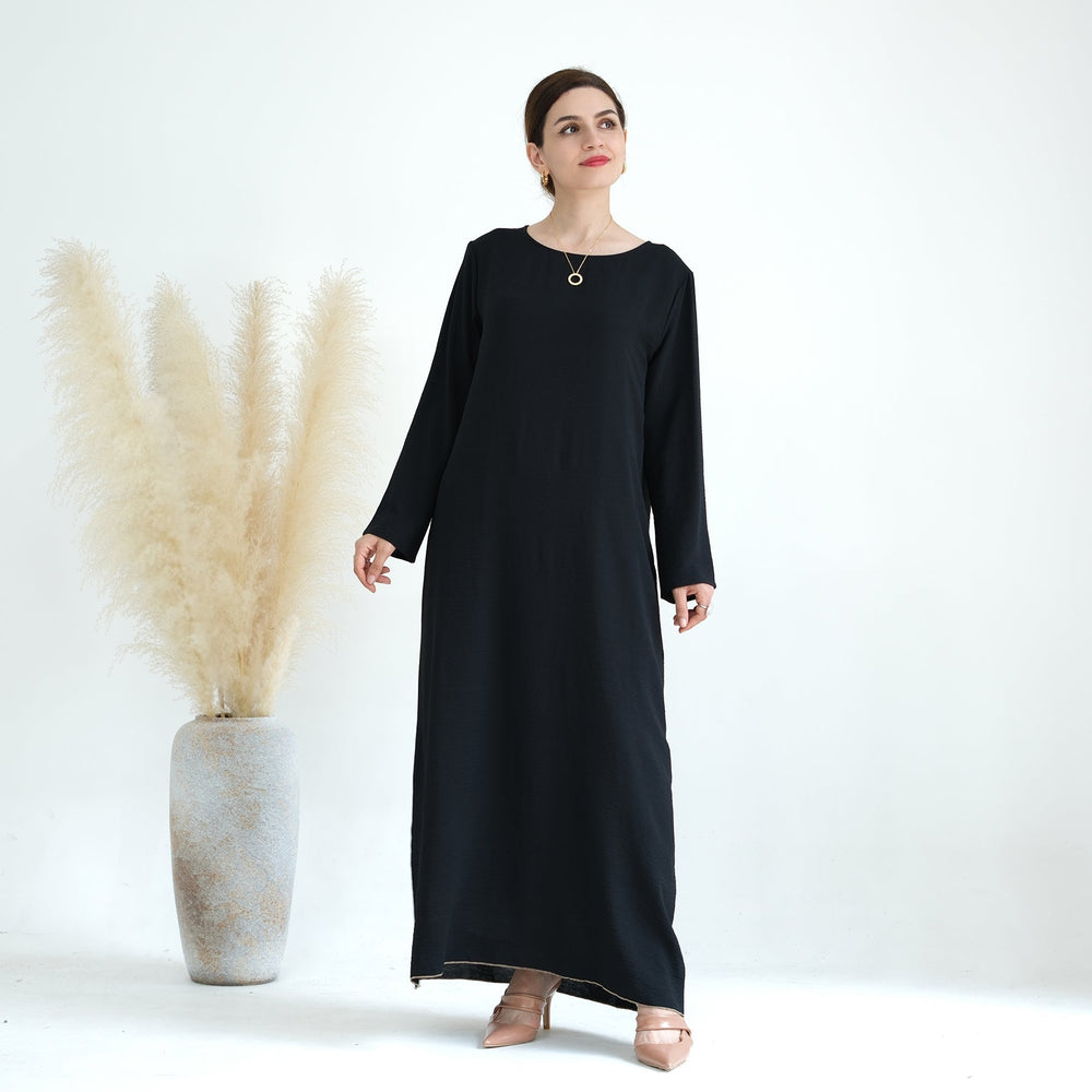 Get trendy with Nadia 4-piece Abaya Set - Black - Dresses available at Voilee NY. Grab yours for $84.90 today!