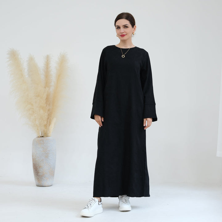 Get trendy with Liliana Cold Weather Abaya Dress - Black - Dresses available at Voilee NY. Grab yours for $44.90 today!