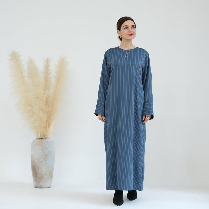 Get trendy with Janine Stripe Long Sleeve Belted Maxi Dress - Blue - Dresses available at Voilee NY. Grab yours for $44.90 today!