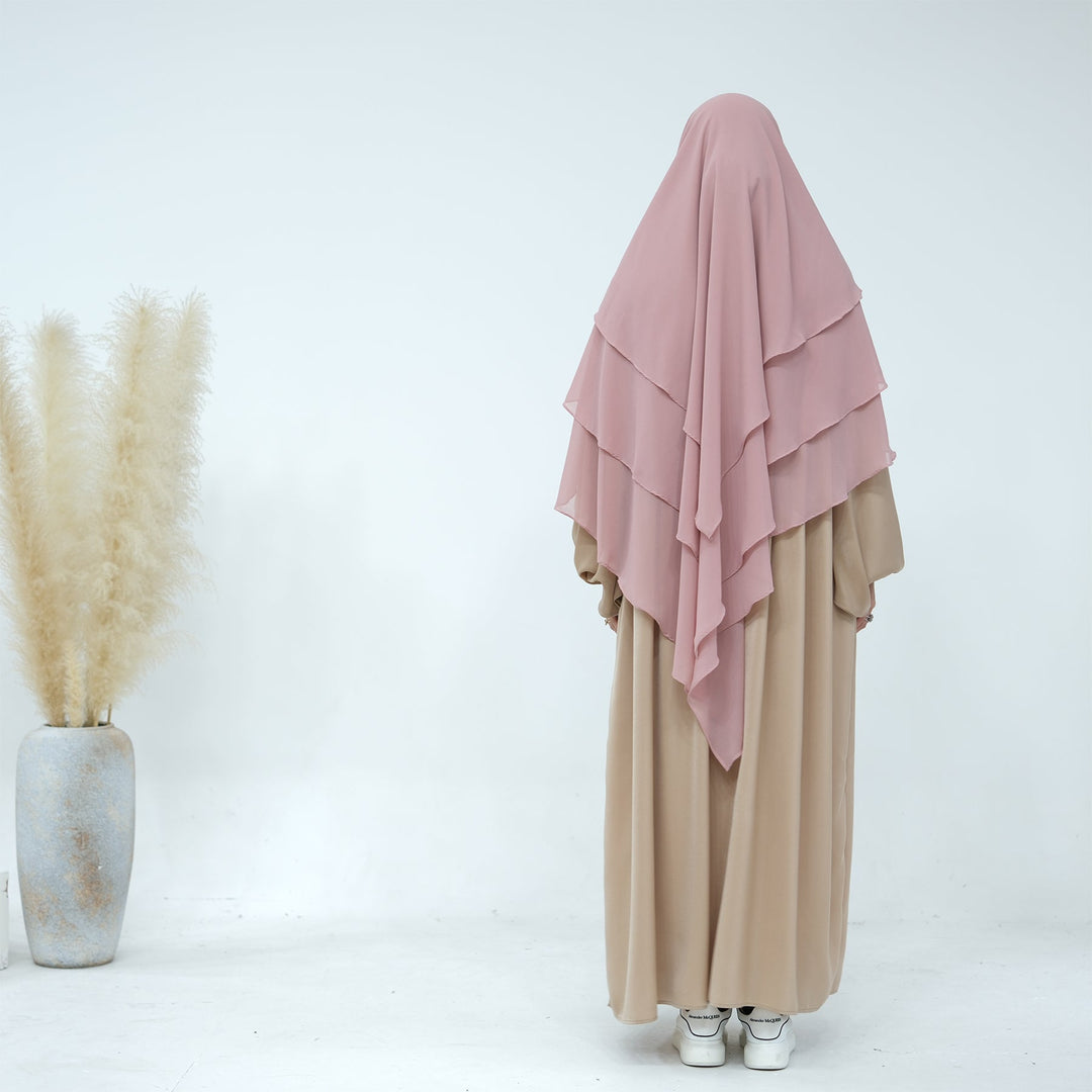 Get trendy with Chiffon 3-layer Khimar - Hijab available at Voilee NY. Grab yours for $39.99 today!
