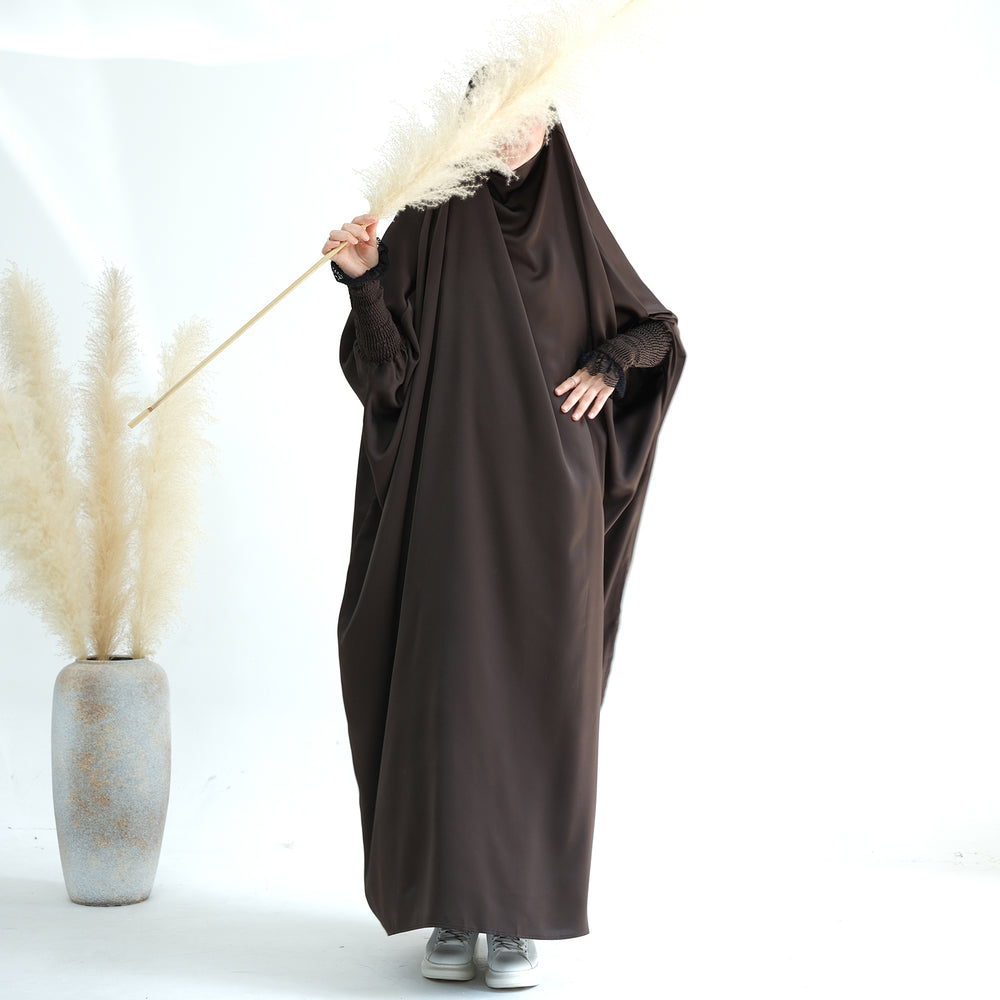 Marwa Satin Jilbab - Coffee Dresses from Voilee NY