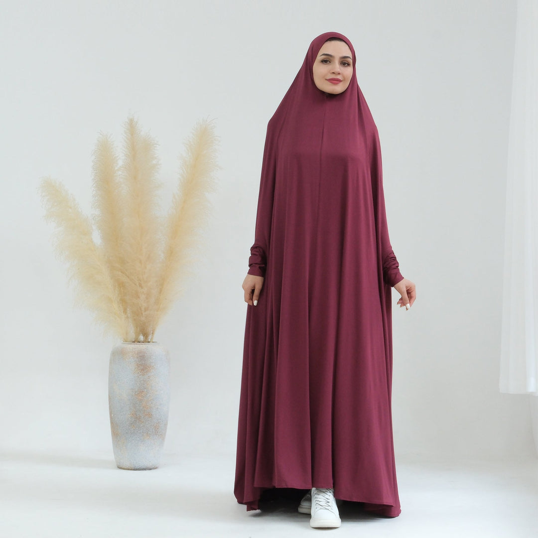 Get trendy with Awra Cape Hijab Combo - Wine - Dresses available at Voilee NY. Grab yours for $54.90 today!