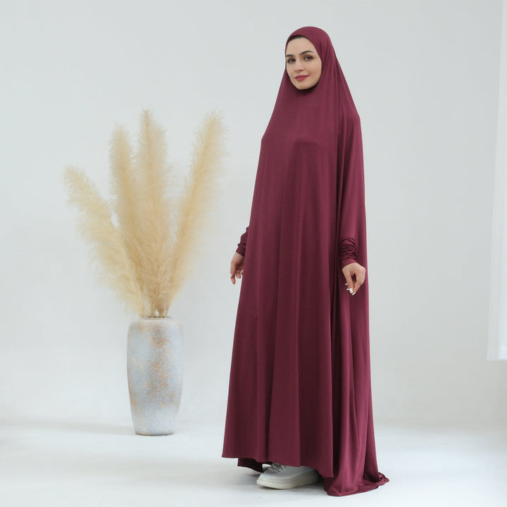 Get trendy with Awra Cape Hijab Combo - Wine - Dresses available at Voilee NY. Grab yours for $54.90 today!