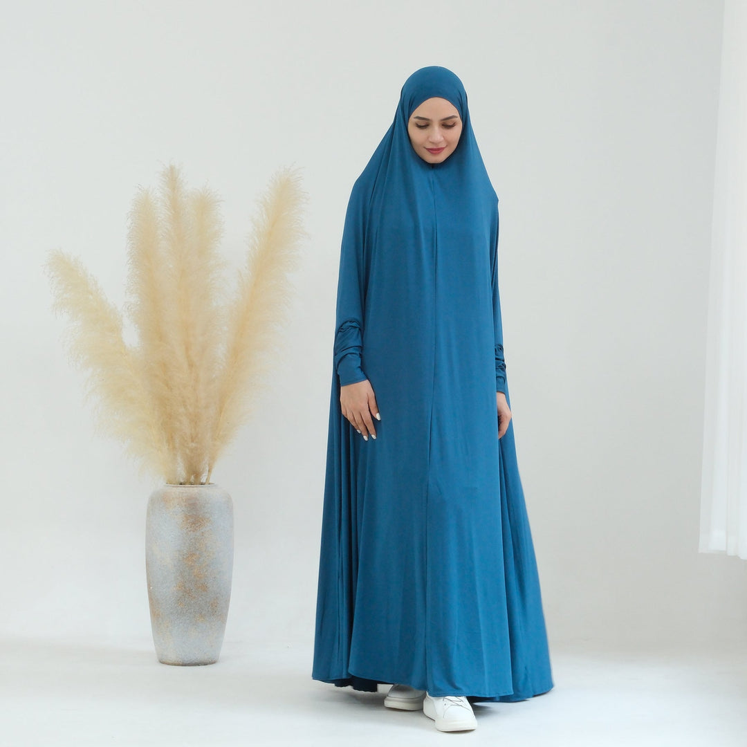 Get trendy with Awra Cape Hijab Combo - Duck Blue - Dresses available at Voilee NY. Grab yours for $54.90 today!