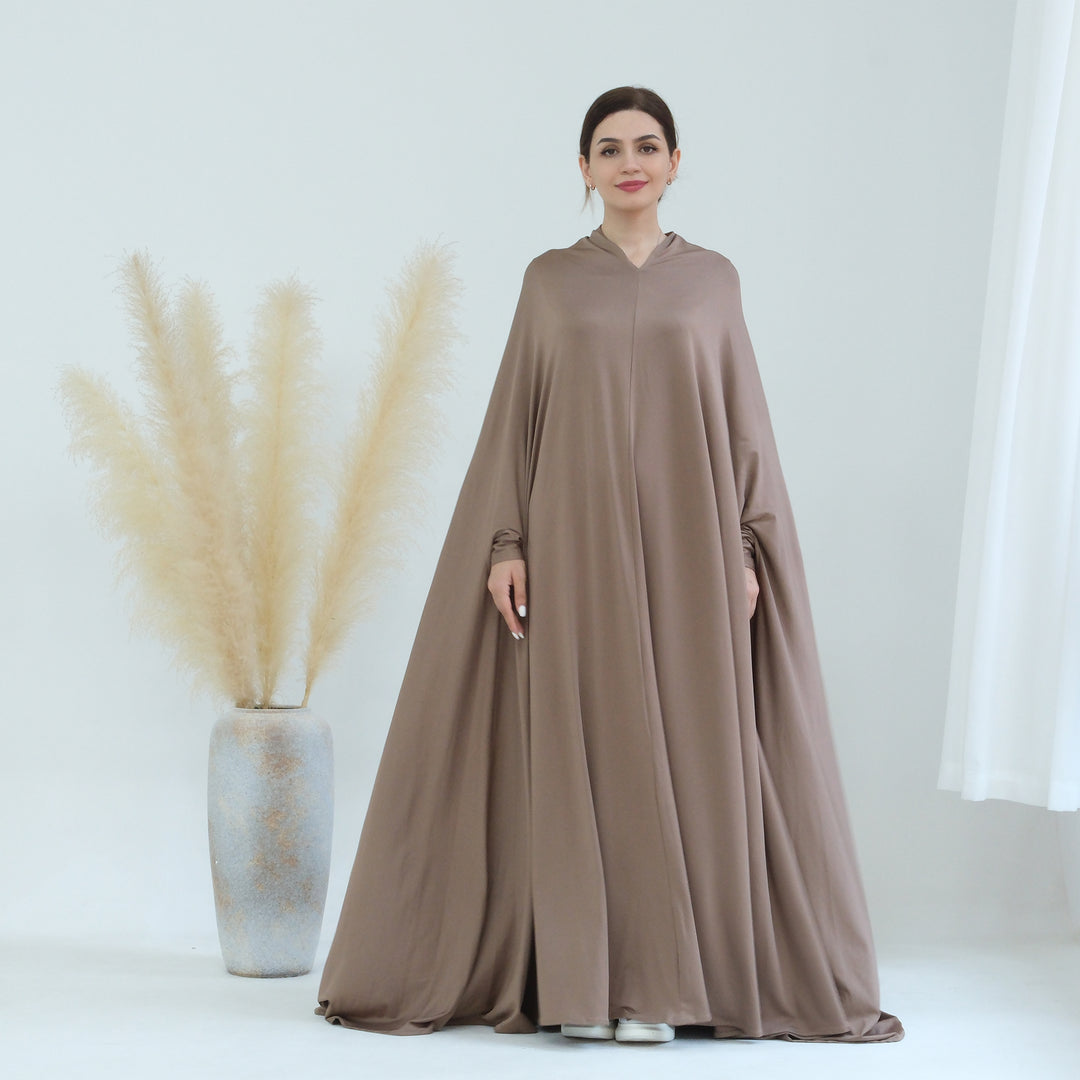 Get trendy with Awra Cape Hijab Combo - Taupe - Dresses available at Voilee NY. Grab yours for $54.90 today!