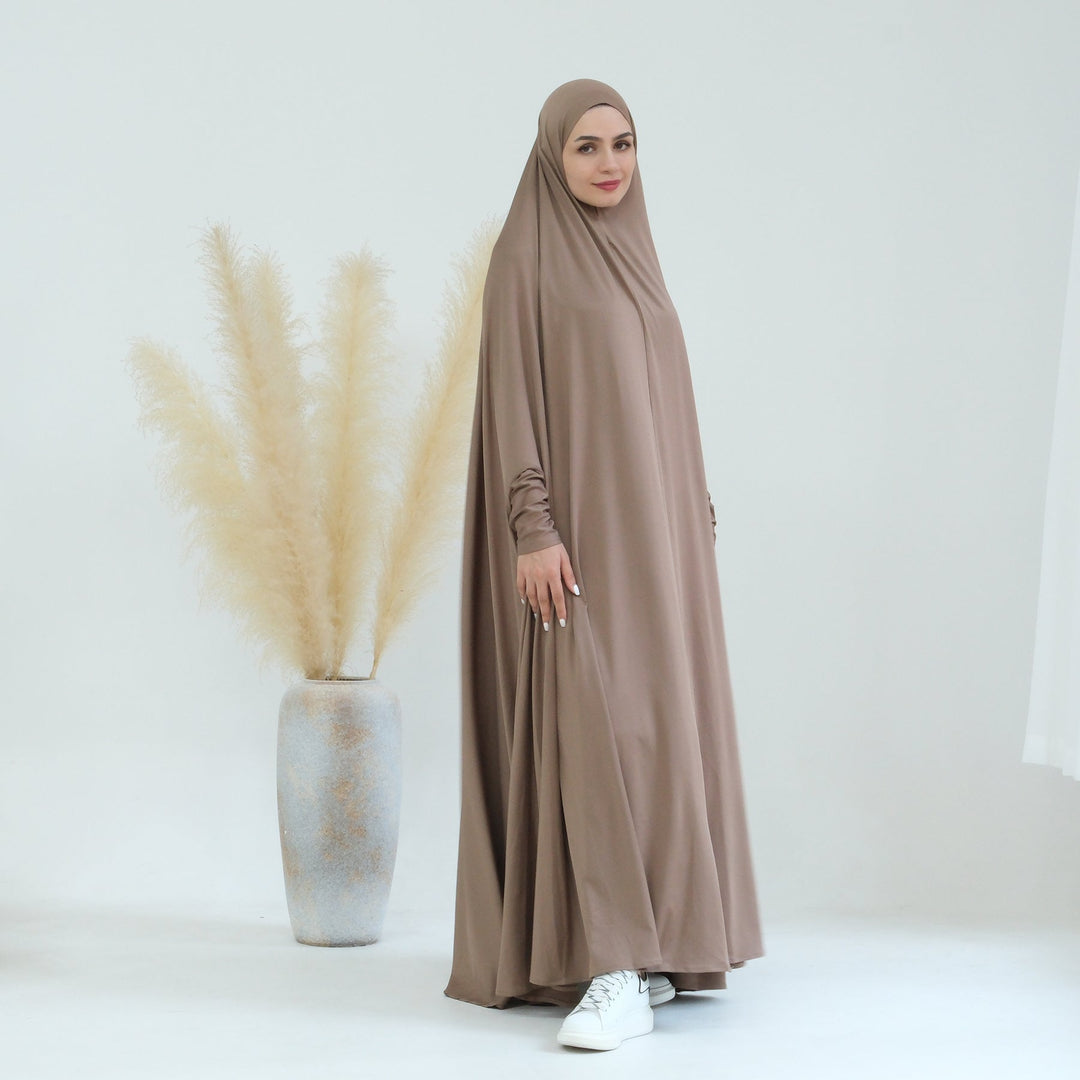 Get trendy with Awra Cape Hijab Combo - Taupe - Dresses available at Voilee NY. Grab yours for $54.90 today!