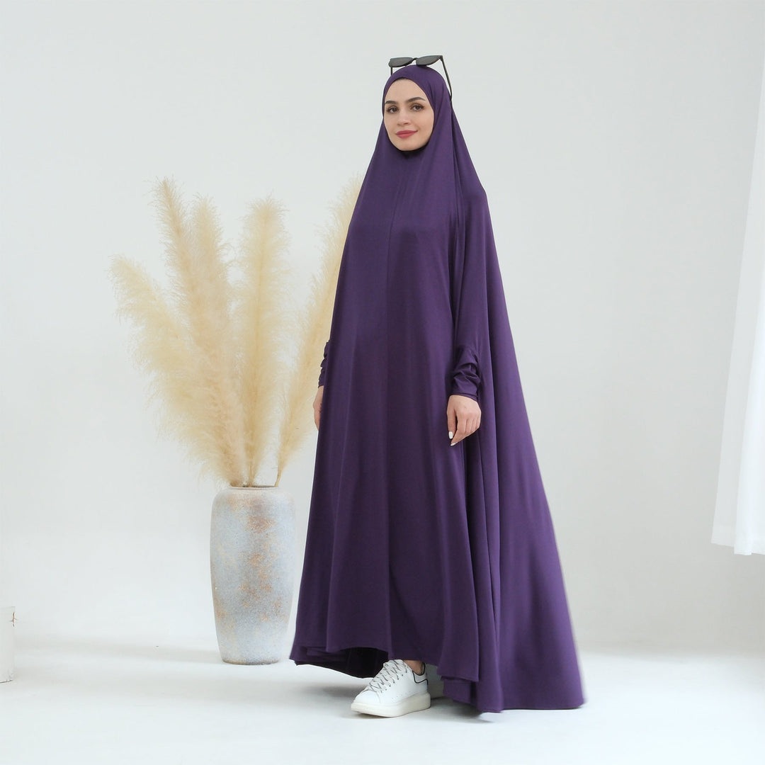 Get trendy with Awra Cape Hijab Combo - Purple - Dresses available at Voilee NY. Grab yours for $54.90 today!