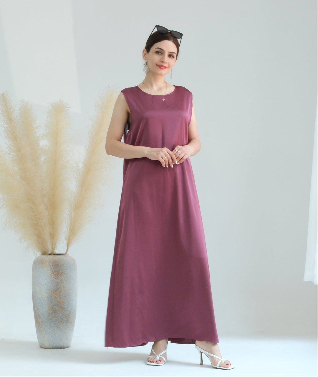 Get trendy with Satin Slip Dress - Mulberry - Dresses available at Voilee NY. Grab yours for $32.90 today!