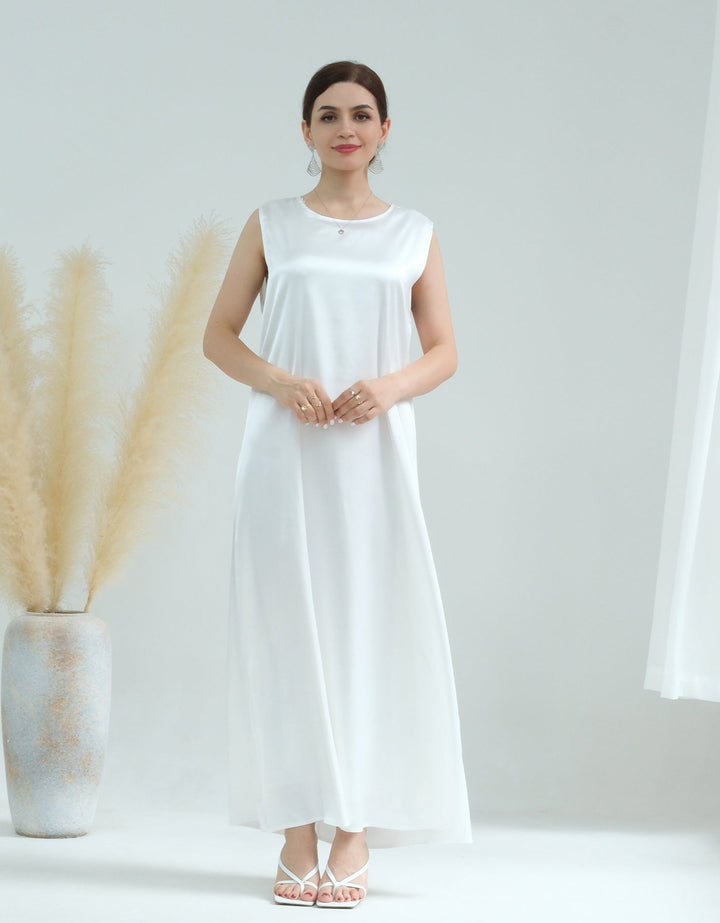 Get trendy with Satin Slip Dress - White - Dresses available at Voilee NY. Grab yours for $32.90 today!