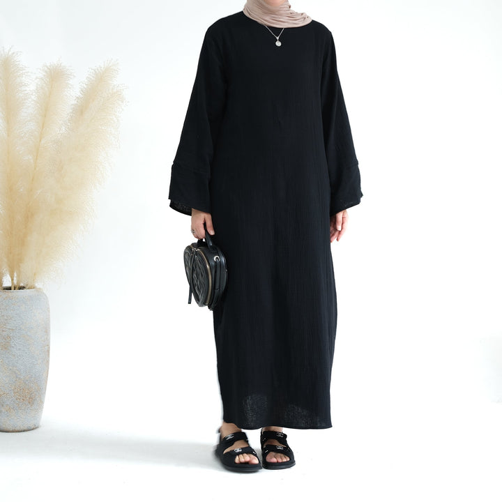 Get trendy with Andyna Cotton Waffle Dress - Black - Dresses available at Voilee NY. Grab yours for $54.90 today!